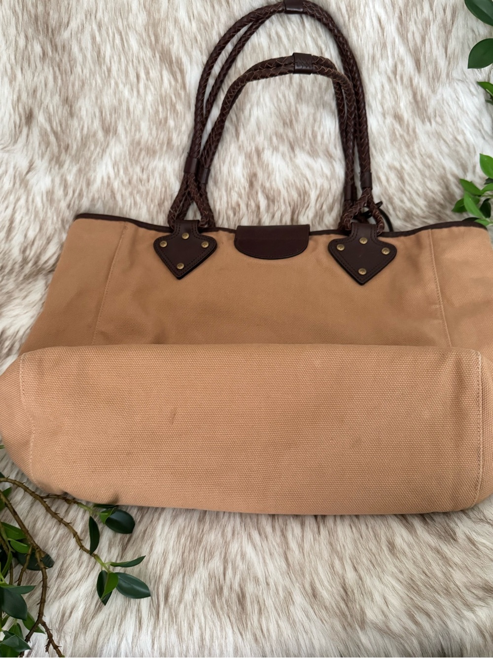 Mulberry Radeliffe Paisley Appliqué Canvas Tote in Tan and Brown - Picture 12 of 12